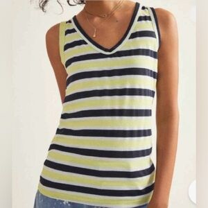 Anthropologie T.La Lime green white black Striped Dillon Tank Top Size XL NEW